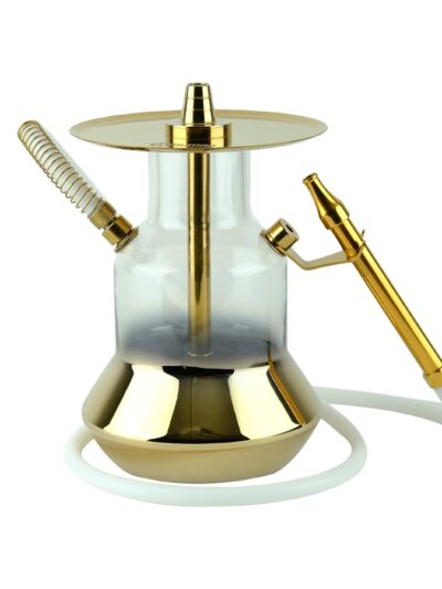 Narghilea Oduman N4 Gold cu vas auriu, furtun silicon și mâner inox