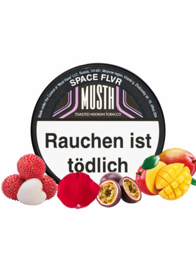 Tutun Narghilea Musth Space Flvr 125g - Mango,Fructul Pasiuni,Lychee,Petale de trandafiri