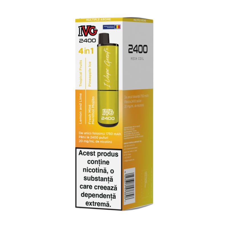 IVG 2400 Yellow Edition – Vape 4‑în‑1 Arome Tropicale & Citrice | 2400 Pufuri - imagine 3