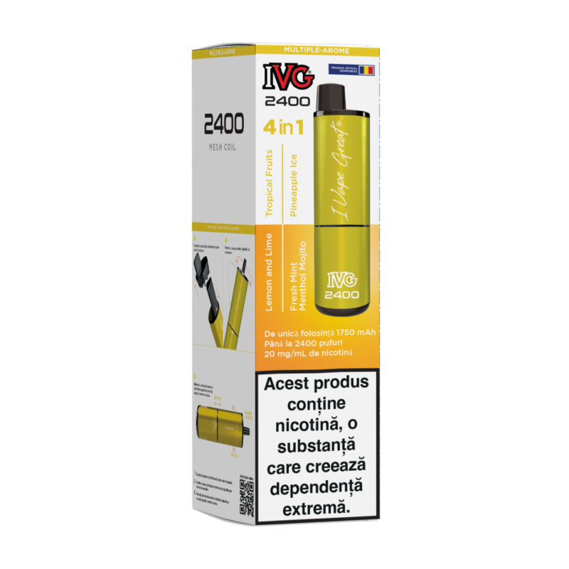 IVG 2400 Yellow Edition – Vape 4‑în‑1 Arome Tropicale & Citrice | 2400 Pufuri - imagine 2