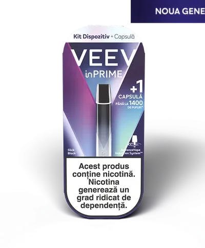 Kit VEEV inPRIME Slick Black cu o capsulă Strawberry inclusă