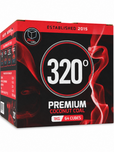 Cărbuni narghilea 320° C26 – 26 mm, 1 kg, 64 cuburi